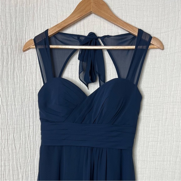 Bill Levkoff Louisa Chiffon Sweetheart A-Line Princess Dress Navy size 2 - Picture 4 of 9